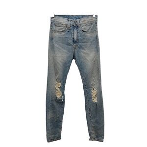 R13 Drop Distressed Skinny Leyton Jean Size 28